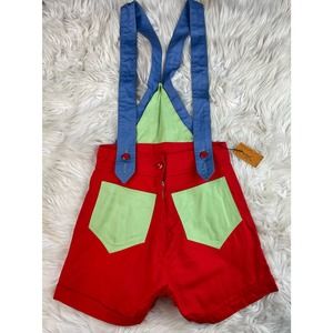 Vintage 1960 Henri Bendel Limited Edition Color Blocked Overall Shorts NWT